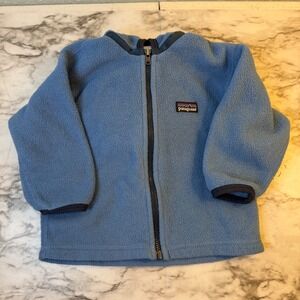 Patagonia Baby Blue fleece Full Zip Hooded Jacket 12 months baby unisex sweater
